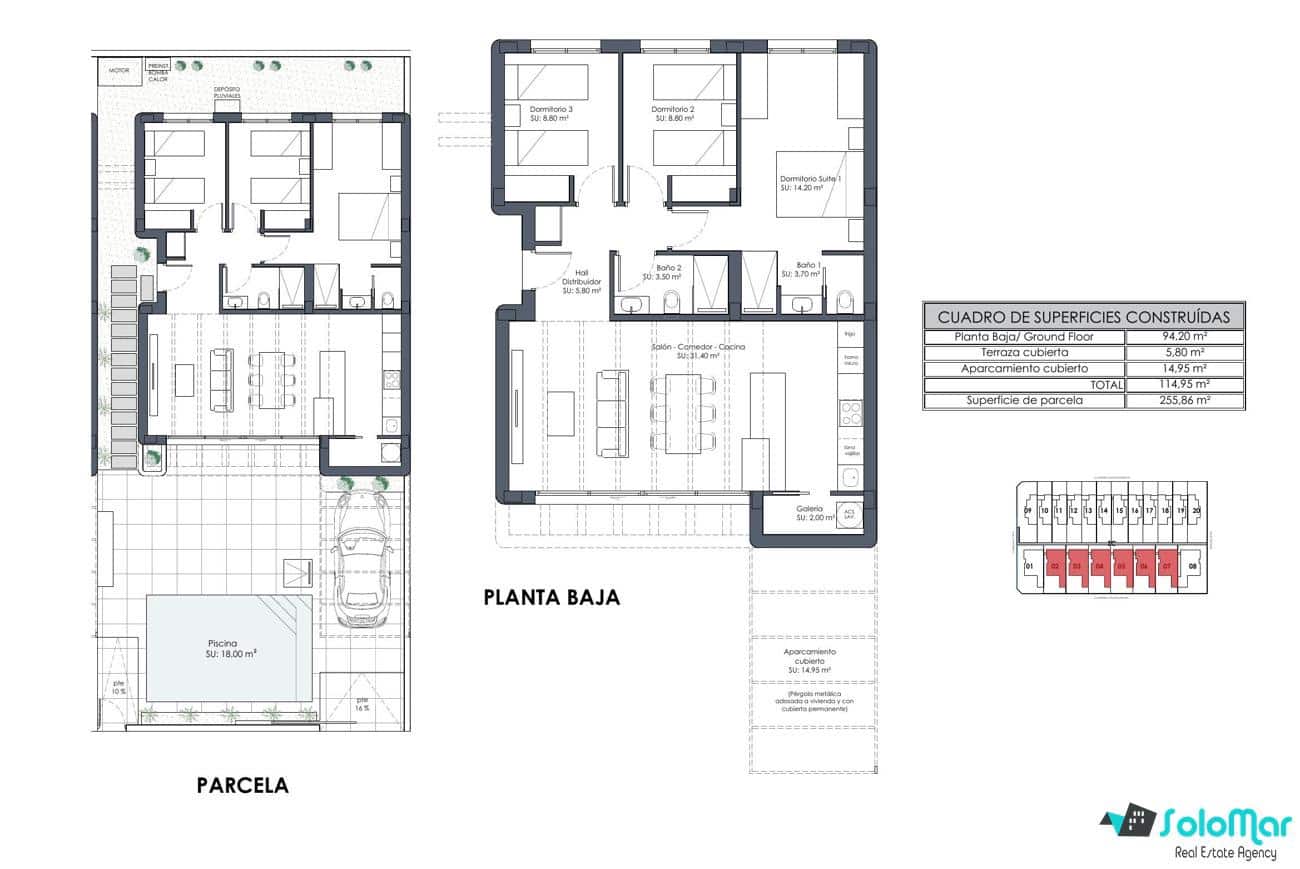 Chalet de 3 habitaciones en Los Alcázares en venta con piscina - 479.900 € (Ref: 8707521)