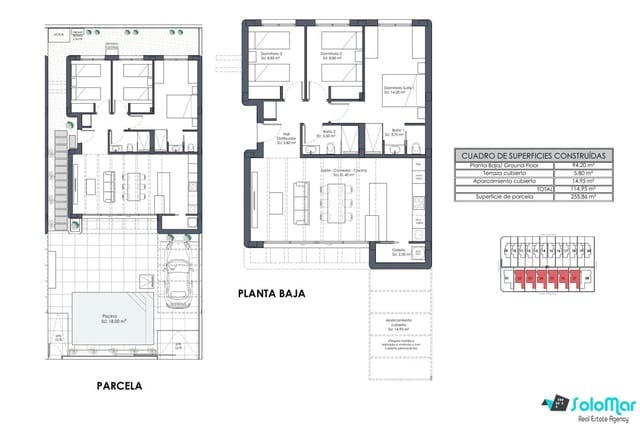 Chalet de 3 habitaciones en Las Lomas de Rame - Bahía Bella, Los Alcázares en venta con piscina - 479.900 € (Ref: 8707521)