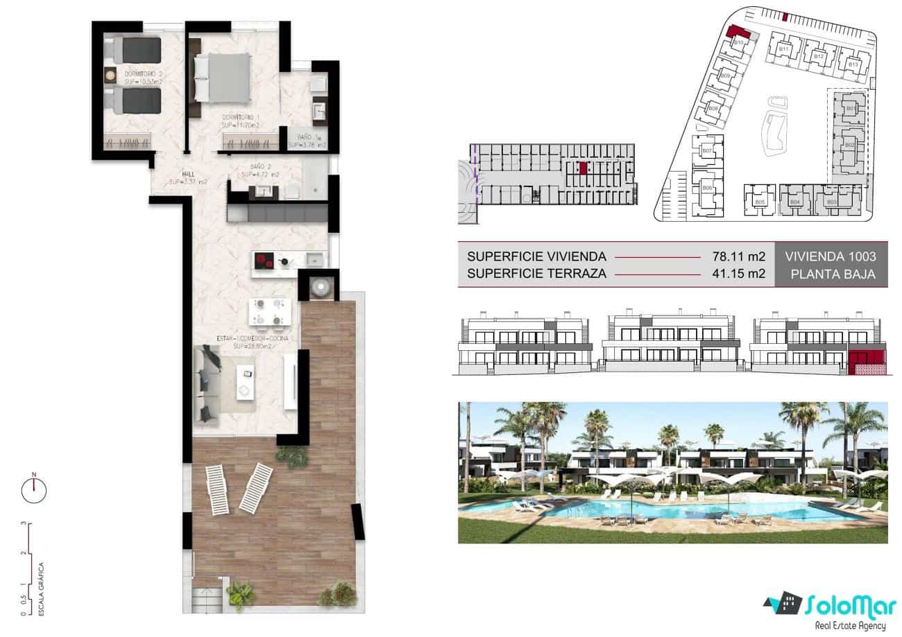 2 bedroom Bungalow for sale in Ciudad Quesada with pool - € 289,000 (Ref: 8740811)