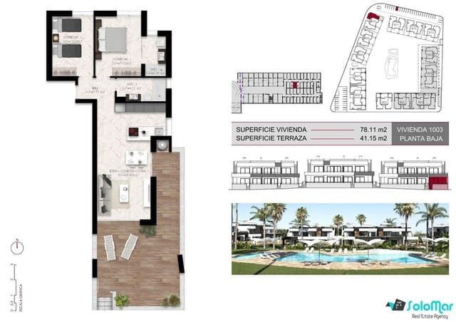 2 slaapkamer Bungalow te koop in Ciudad Quesada, Rojales met zwembad - € 289.000 (Ref: 8740811)