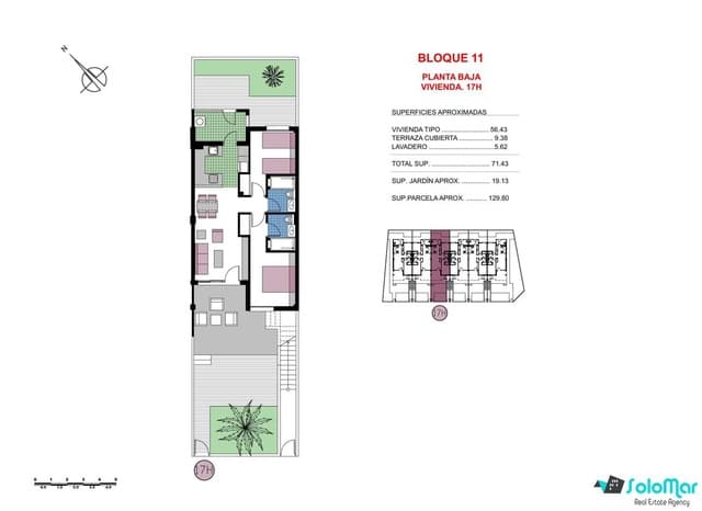 2 sovrum Bungalow till salu i Mil Palmeras, Pilar de la Horadada med pool - 295 000 € (Ref: 8751757)