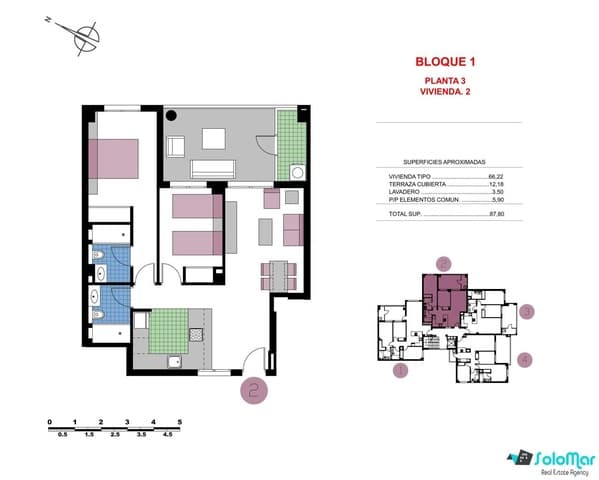 Apartamento de 2 habitaciones en Mil Palmeras, Pilar de la Horadada en venta con piscina - 309.000 € (Ref: 8754032)