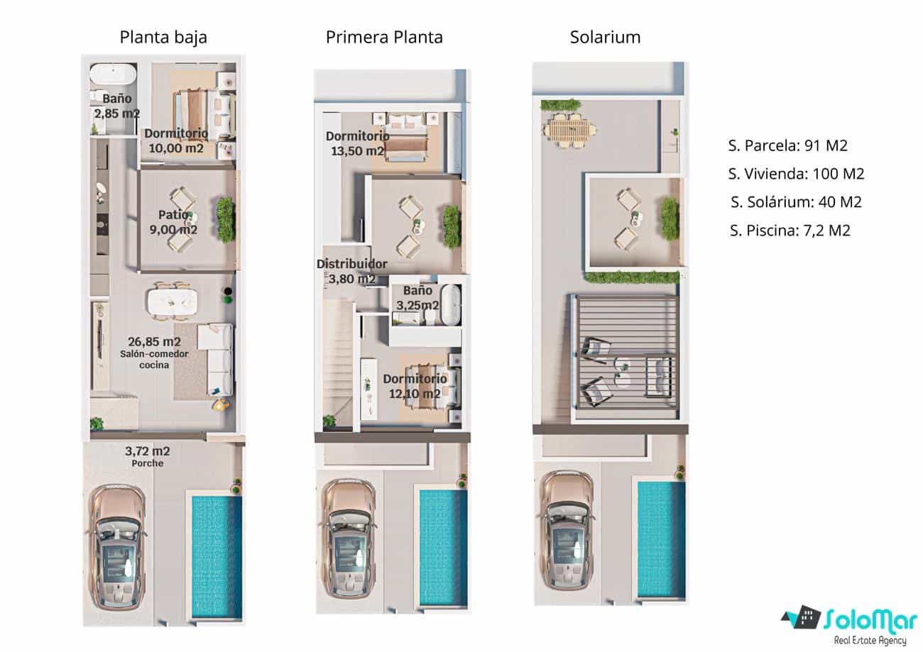 3 quarto Casa em Banda para venda em San Pedro del Pinatar com piscina - 305 000 € (Ref: 8769295)