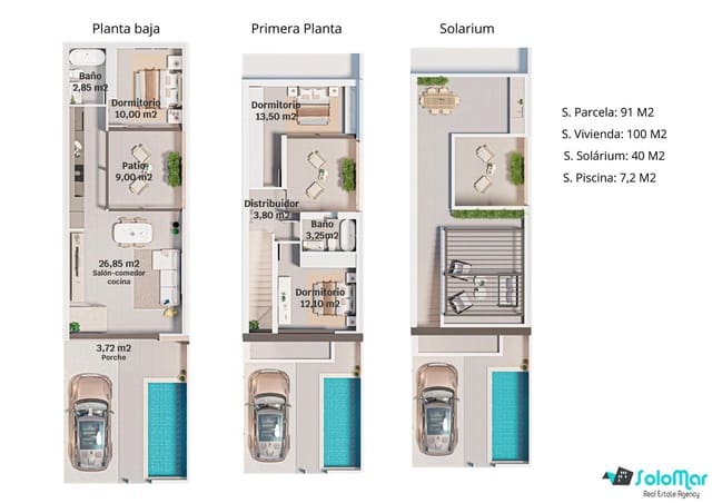 3 bedroom Townhouse for sale in San Pedro del Pinatar ciudad, San Pedro del Pinatar with pool - € 305,000 (Ref: 8769295)