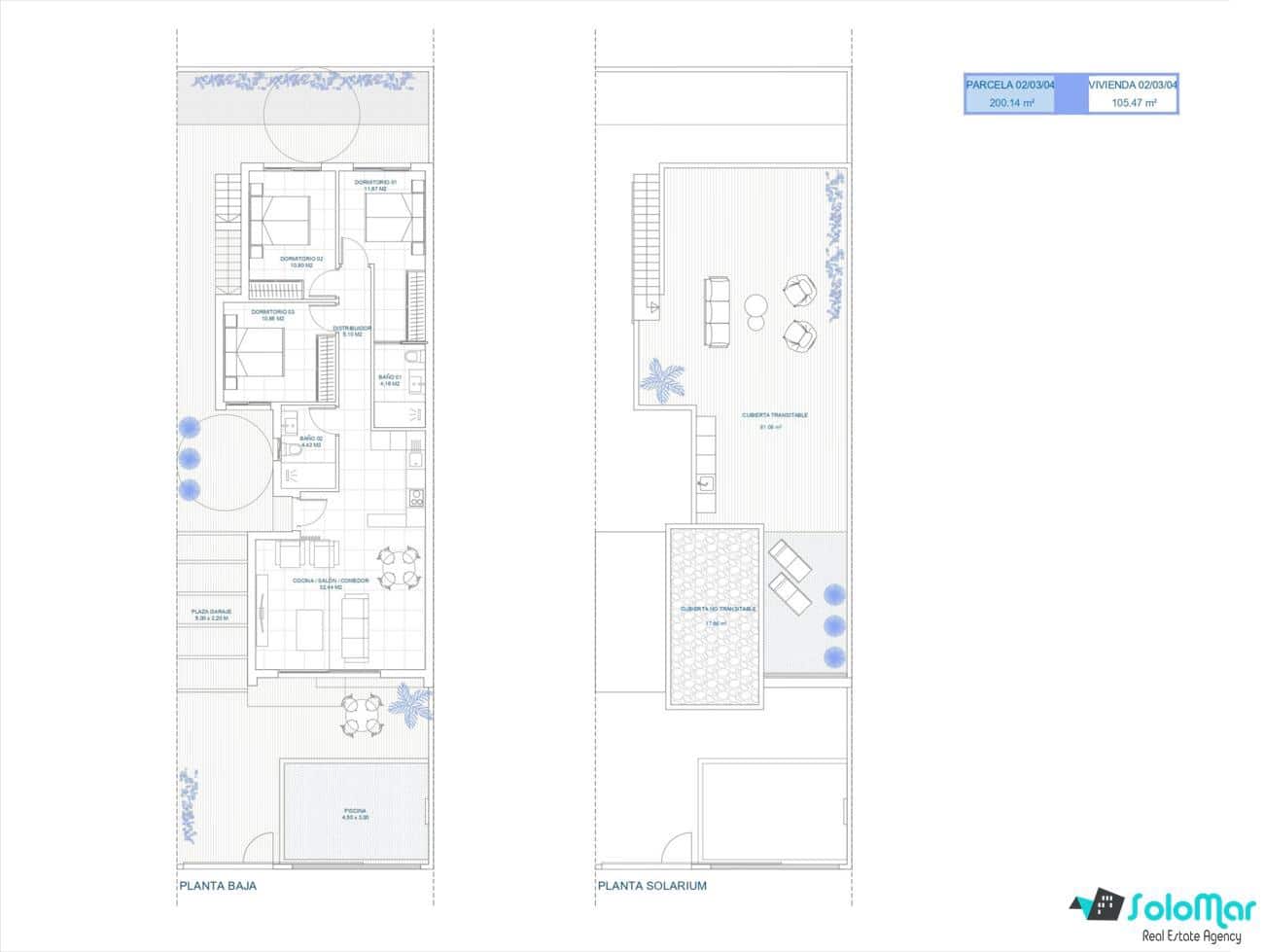 Chalet de 3 habitaciones en Los Alcázares en venta con piscina - 374.000 € (Ref: 8772645)
