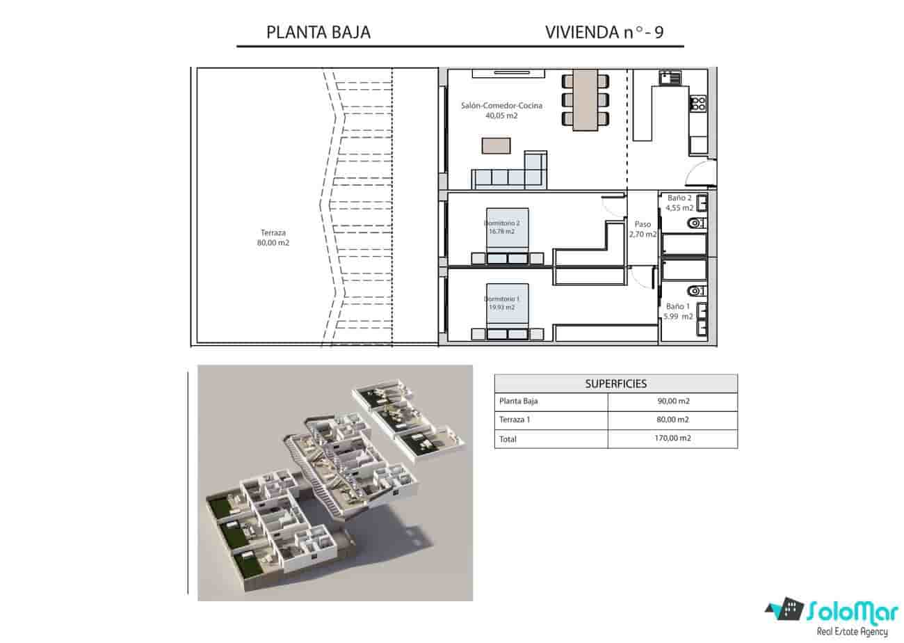 2 chambre Bungalow à vendre à Finestrat avec piscine - 389 900 € (Ref: 8793097)