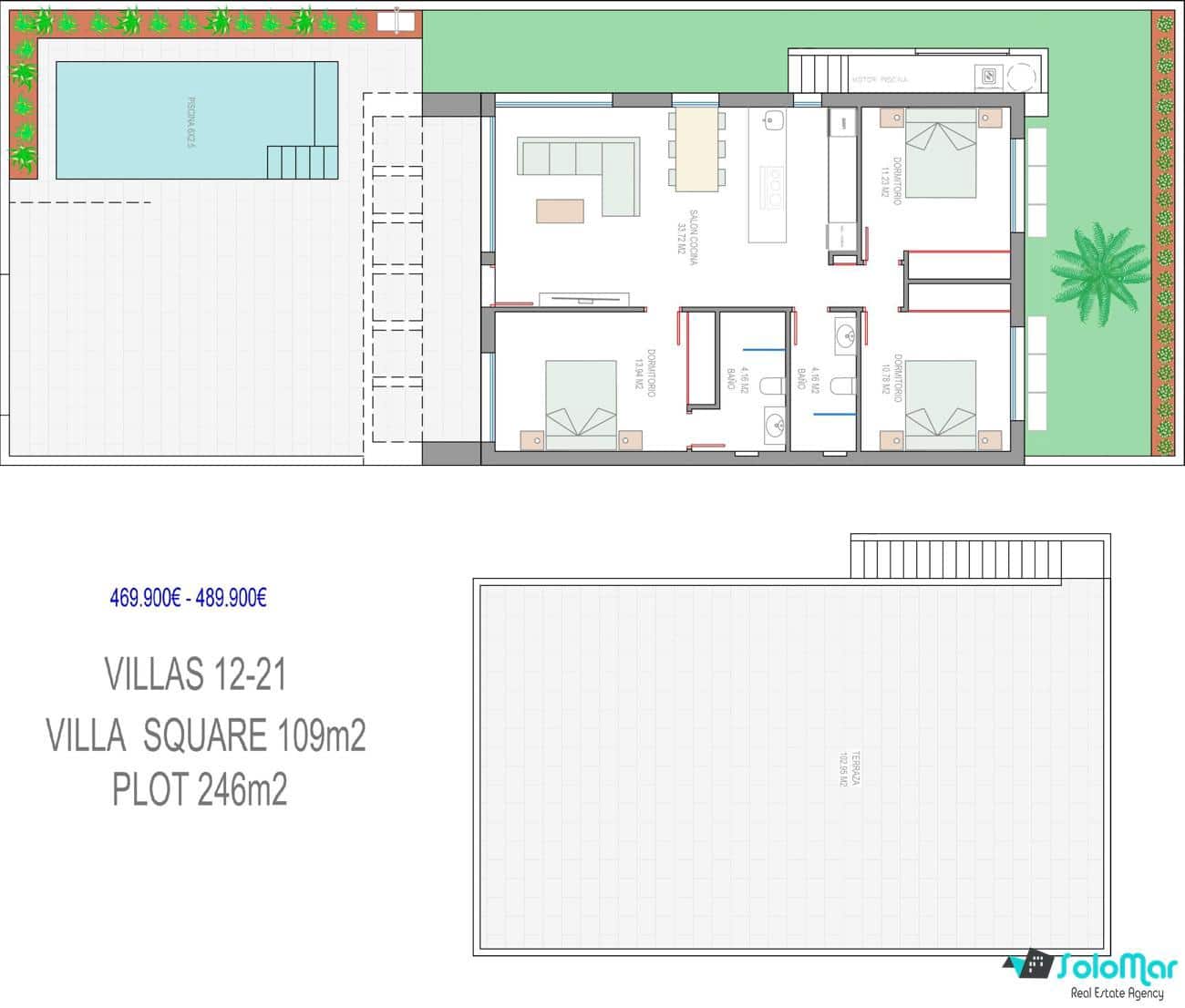 3 bedroom Villa for sale in Los Alcazares with pool - € 489,900 (Ref: 8807348)