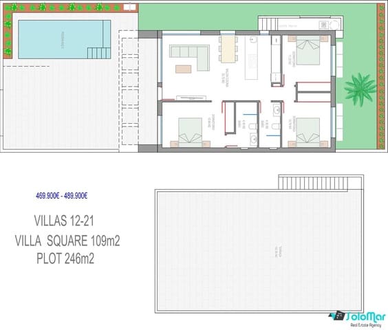 3 chambre Villa/Maison à vendre à Las Lomas de Rame - Bahía Bella, Los Alcázares avec piscine - 489 900 € (Ref: 8807348)