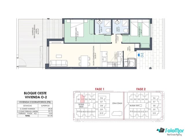 2 chambre Bungalow à vendre à Torre de la Horadada, Pilar de la Horadada avec piscine - 334 000 € (Ref: 8826316)