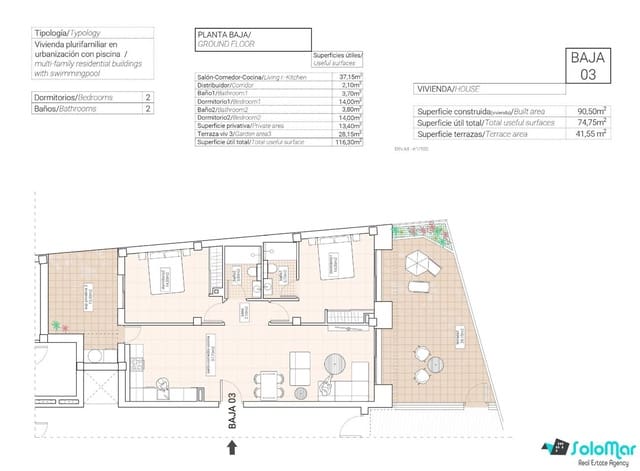 2 sypialnia Apartament na sprzedaż w Hondón de las Nieves - 240 000 € (Ref: 8845213)
