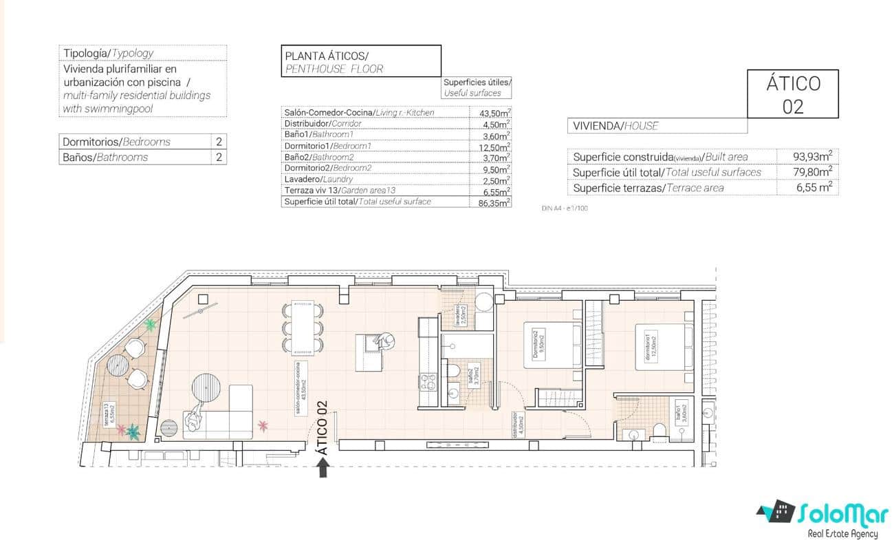 2 soverom Penthouse til salgs i Hondon de las Nieves - € 220 000 (Ref: 8845737)