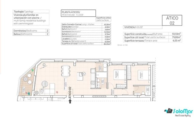 2 slaapkamer Penthouse te koop in Hondón de las Nieves - € 220.000 (Ref: 8845737)