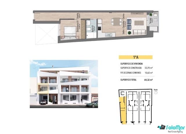 1 chambre Appartement à vendre à Playa del Cura, Torrevieja avec piscine - 239 000 € (Ref: 8850375)