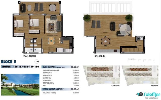 2 soveværelse Penthouse til salg i Las Lomas de Rame - Bahía Bella, Los Alcázares med swimmingpool - € 320.000 (Ref: 8969017)