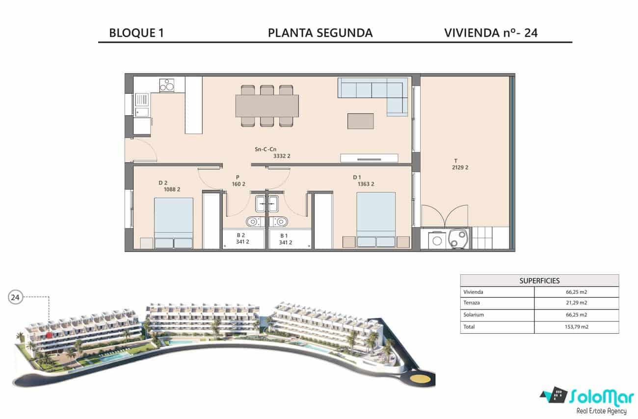 2 bedroom Apartment for sale in Benidorm with pool - € 299,900 (Ref: 9049233)