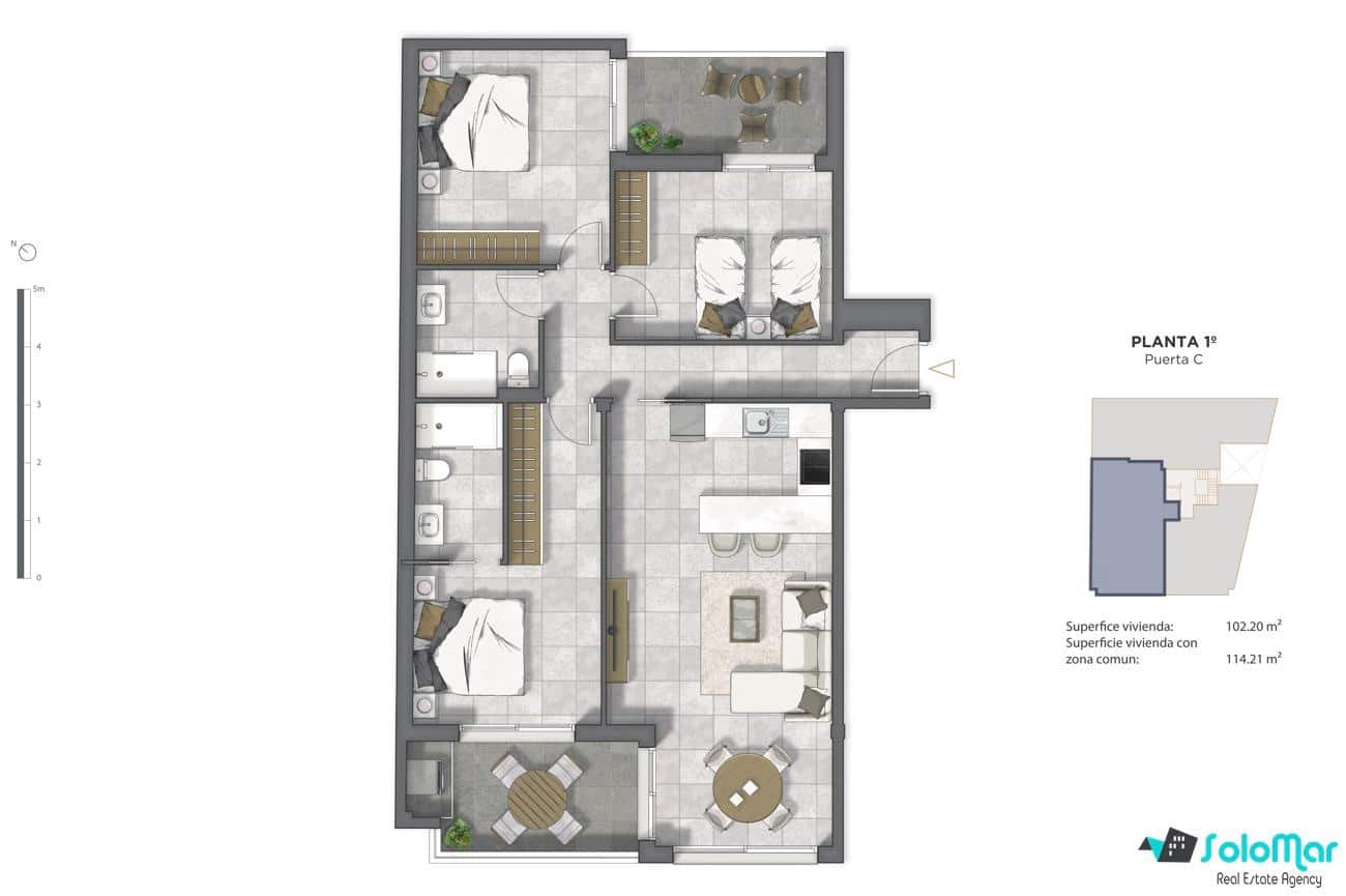 3 soveværelse Lejlighed til salg i Guardamar del Segura med swimmingpool - € 335.000 (Ref: 9049657)
