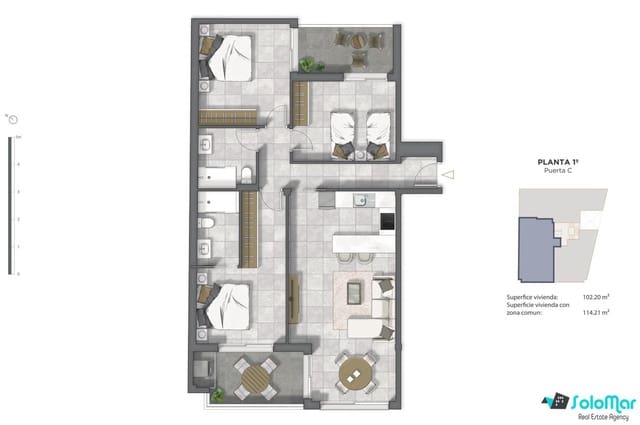 3 sovrum Lägenhet till salu i Guardamar Playa, Guardamar del Segura med pool - 335 000 € (Ref: 9049657)