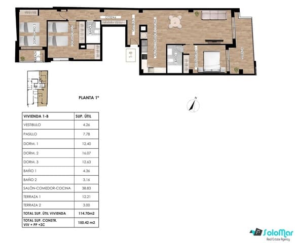 3 makuuhuone Huoneisto myytävänä paikassa Centro - Muelle Pesquero, Torrevieja mukana uima-altaan - 365 000 € (Ref: 9064064)