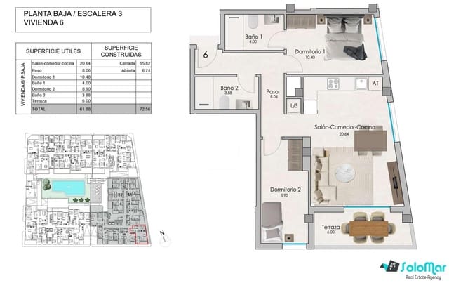 2 soveværelse Lejlighed til salg i Noroeste, Santa Pola med swimmingpool - € 245.000 (Ref: 9150646)