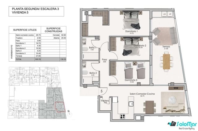 3 slaapkamer Appartement te koop in Norte, Santa Pola met zwembad - € 325.000 (Ref: 9150913)
