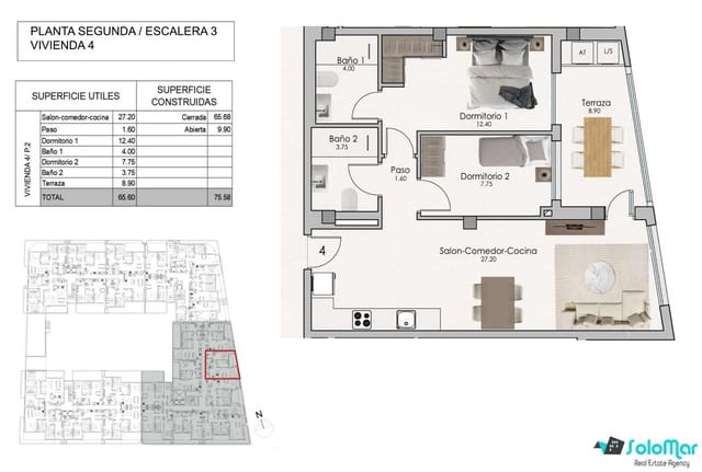 2 bedroom Apartment for sale in Norte, Santa Pola with pool - € 255,000 (Ref: 9150914)