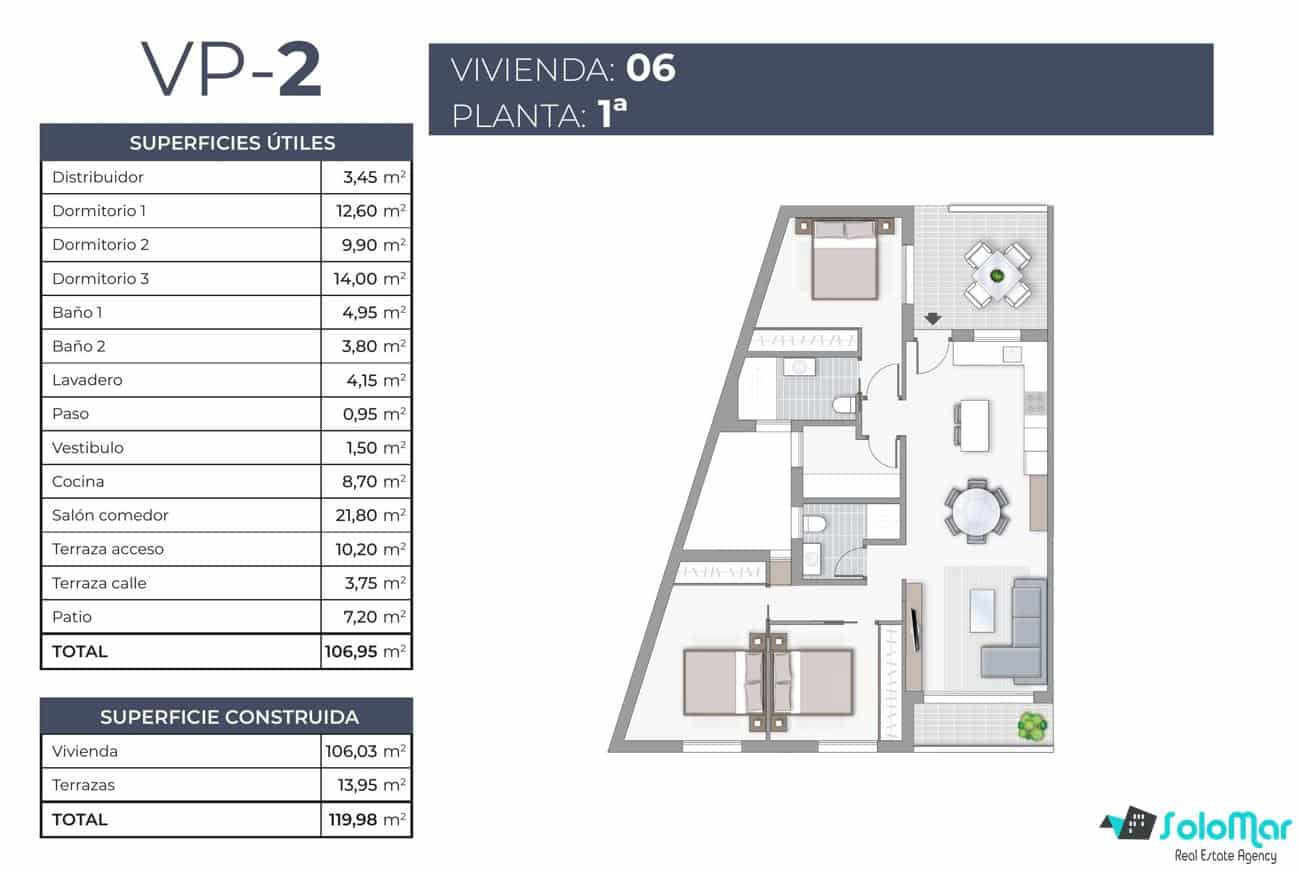 3 makuuhuone Huoneisto myytävänä paikassa Torrevieja mukana uima-altaan - 385 000 € (Ref: 9159965)