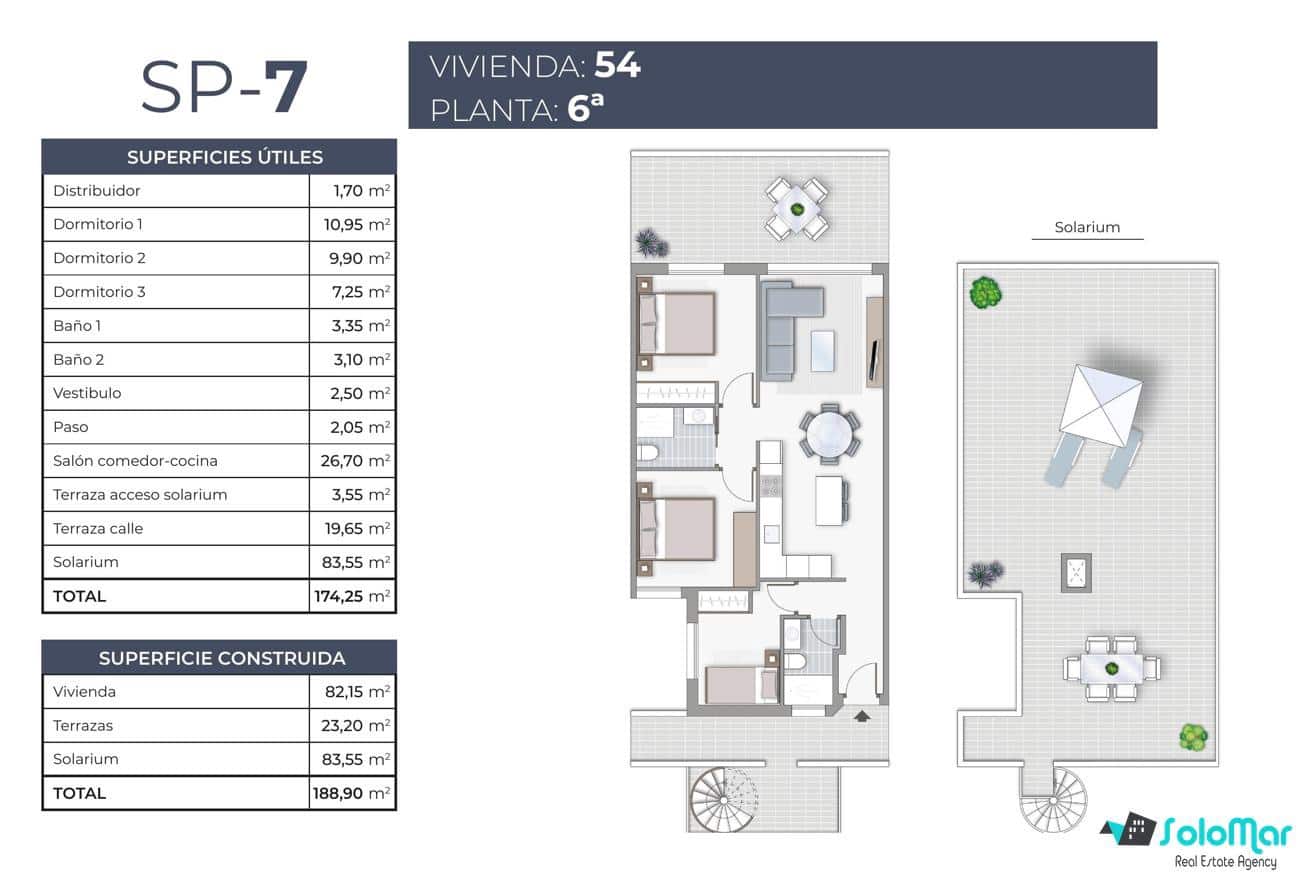 3 makuuhuone Kattohuoneisto myytävänä paikassa Torrevieja mukana uima-altaan - 460 000 € (Ref: 9160201)