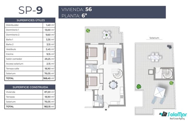 2 sovrum Takvåning till salu i Playa del Cura, Torrevieja med pool - 435 000 € (Ref: 9160202)