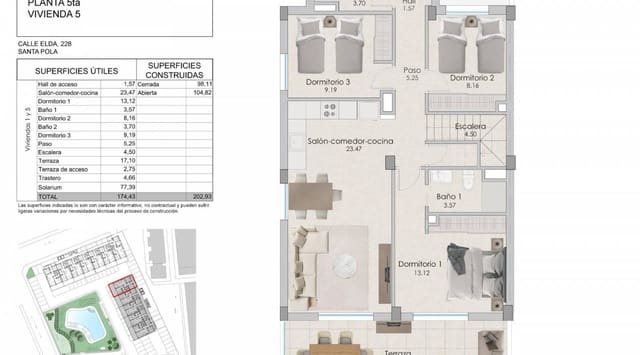 3 soveværelse Lejlighed til salg i Playa Tamarit - Playa Lissa, Santa Pola med swimmingpool - € 495.000 (Ref: 8671367)