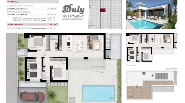 Chalet de 3 habitaciones en Ciudad Quesada, Rojales en venta con piscina - 496.000 € (Ref: 9223602)