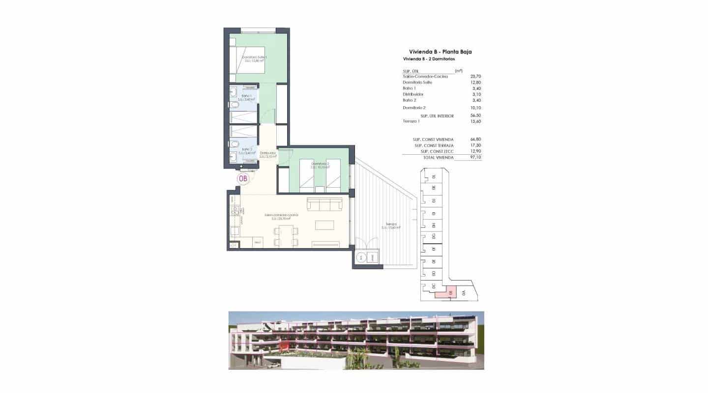 2 bedroom Apartment for sale in Benijofar with pool - € 294,000 (Ref: 9357251)