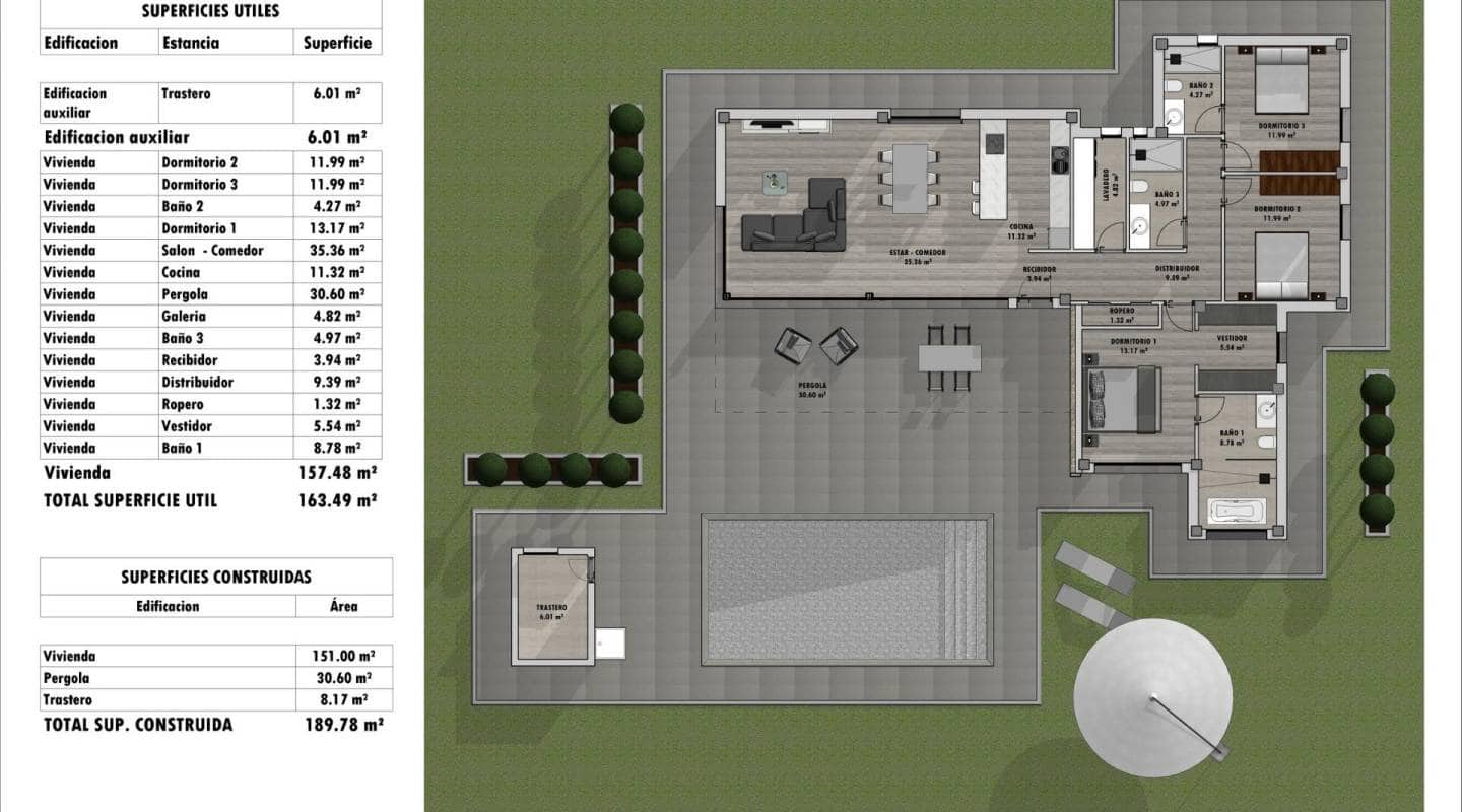 3 bedroom Villa for sale in Aspe with pool - € 451,500 (Ref: 9462642)