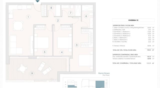 3 soveværelse Lejlighed til salg i Benijófar med swimmingpool - € 294.000 (Ref: 9484045)