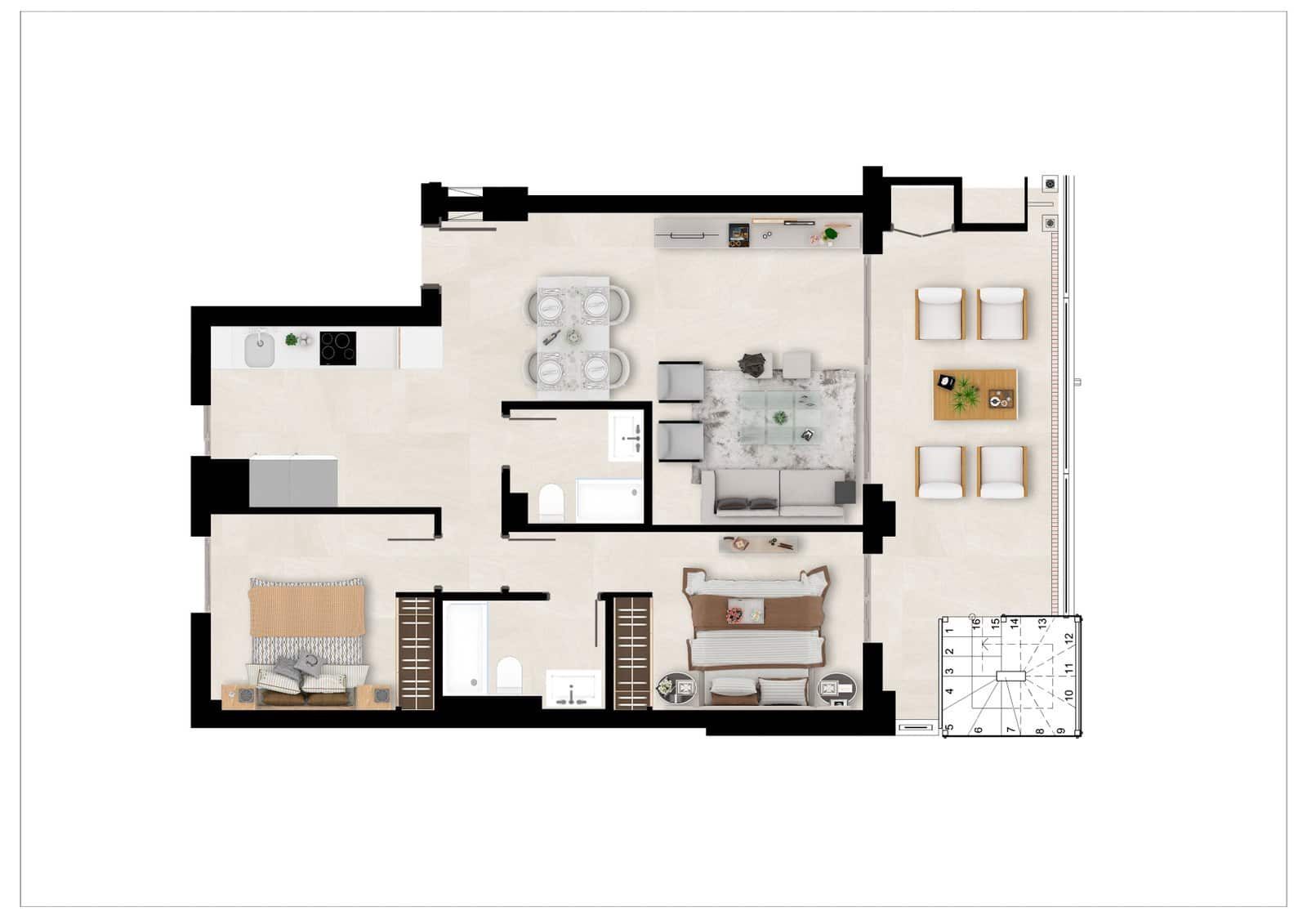 2 Zimmer Apartment zu verkaufen in Mijas mit Pool - 450.000 € (Ref: 10031626)