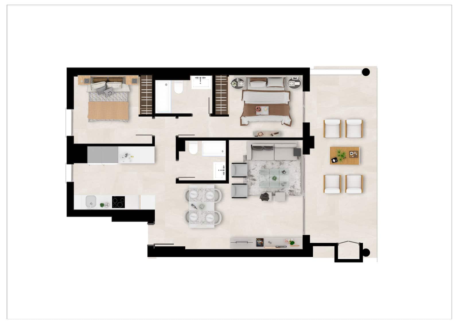 2 Zimmer Apartment zu verkaufen in Mijas mit Pool - 450.000 € (Ref: 10031626)