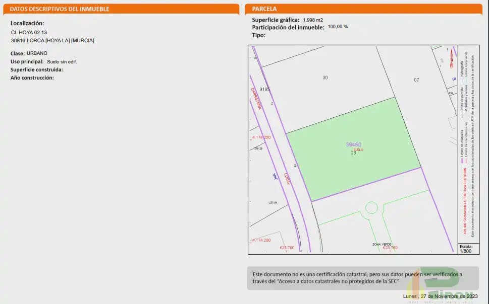 Building Plot for sale in La Hoya - € 298,995 (Ref: 10012385)