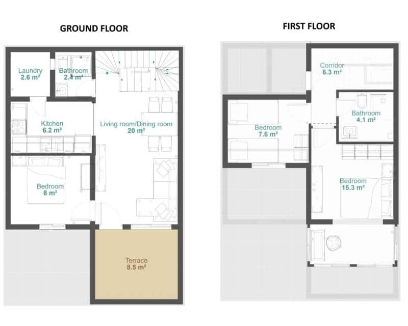 3 soverom Rekkehus til salgs i Los Balcones med svømmebasseng - € 288 000 (Ref: 8987662)