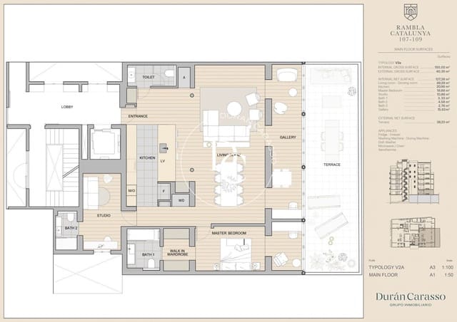2 quarto Apartamento para venda em La Dreta de L'Eixample, Barcelona cidade - 1 700 000 € (Ref: 8511851)