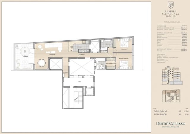 2 bedroom Penthouse for sale in La Dreta de L'Eixample, Barcelona city - € 2,150,000 (Ref: 8511852)