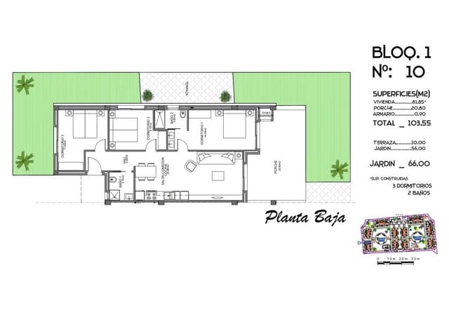 2 bedroom Apartment for sale in El Raso, Guardamar del Segura with pool - € 222,000 (Ref: 9427243)