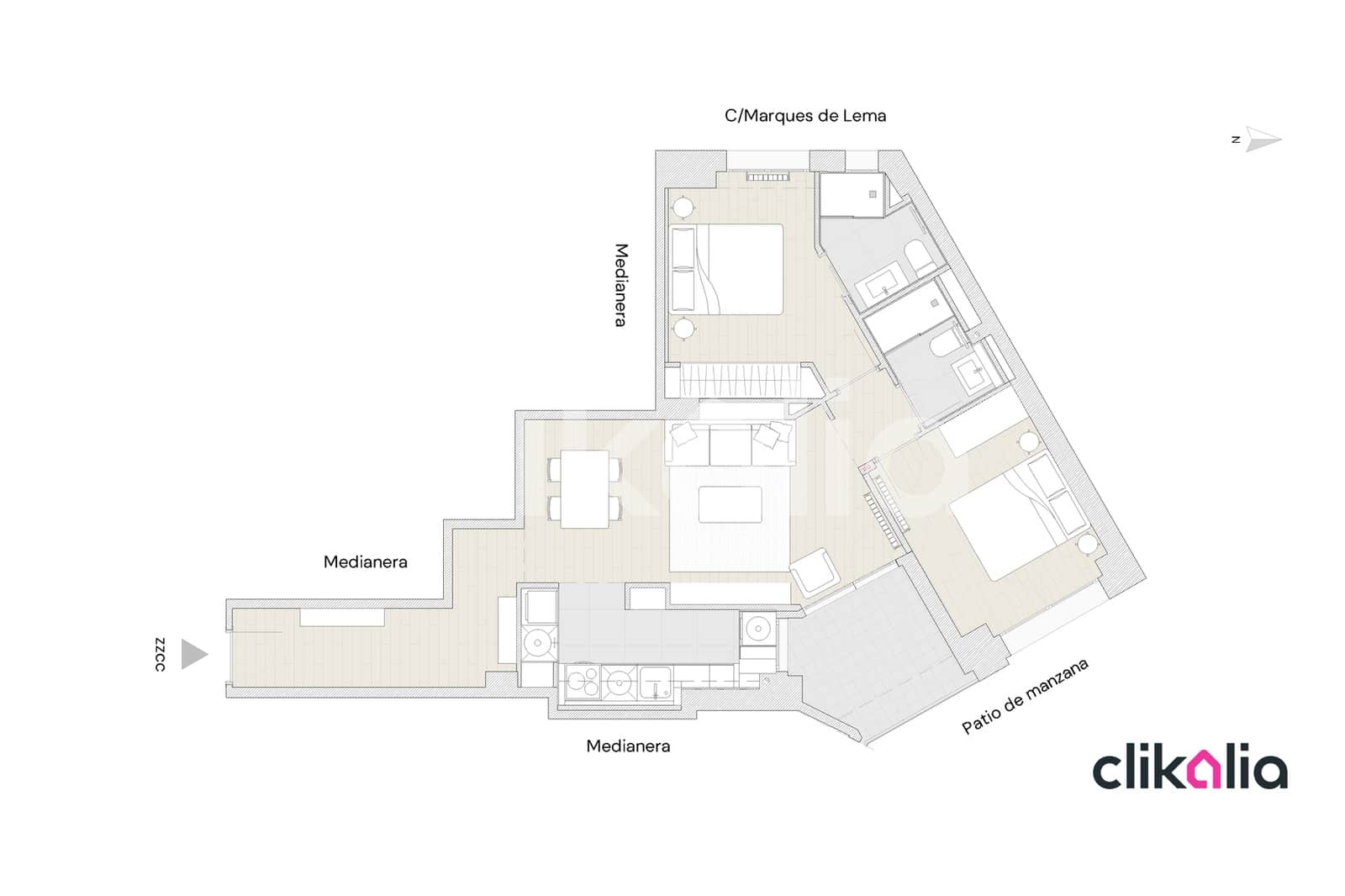 2 Zimmer Wohnung zu verkaufen in Madrid Stadt - 770.000 € (Ref: 8983108)