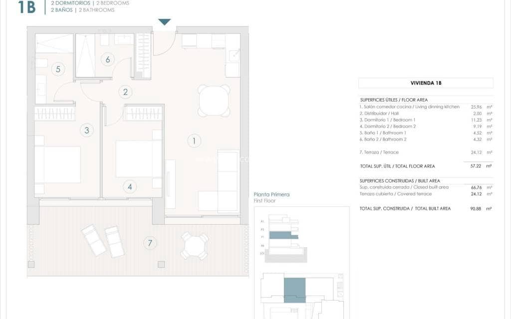 2 soverom Leilighet til salgs i Benijofar med svømmebasseng - € 285 000 (Ref: 9850100)