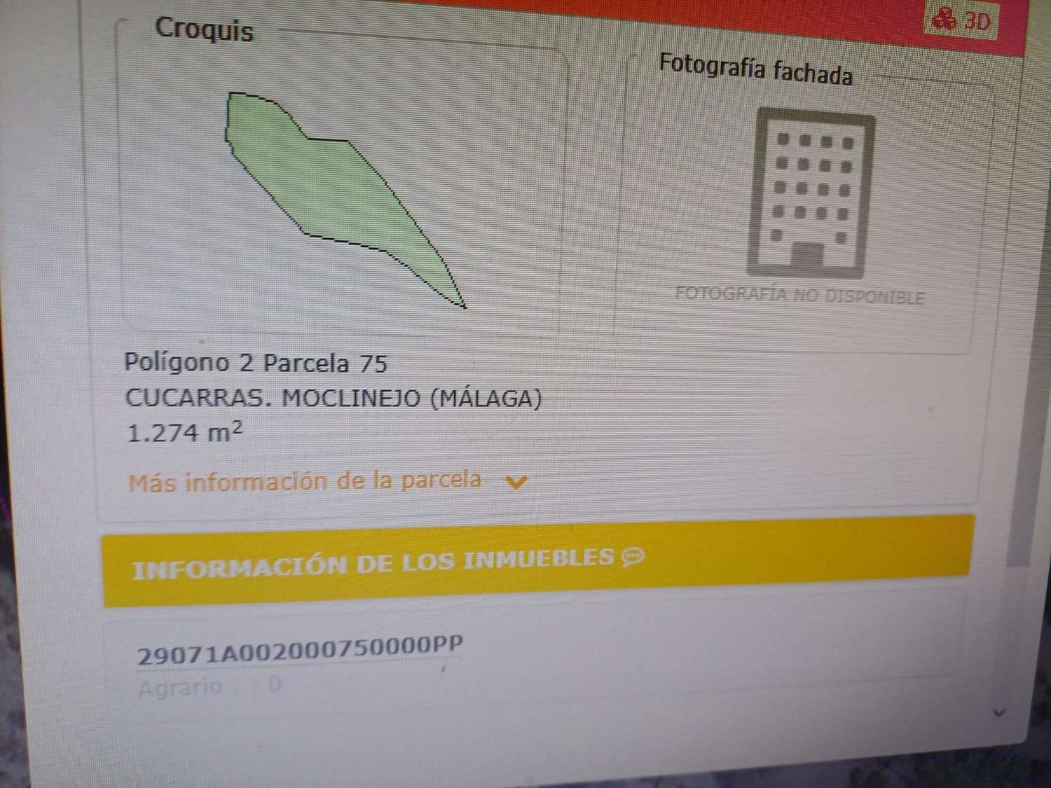 Działka budowlana na sprzedaż w Moclinejo - 8 000 € (Ref: 9828248)