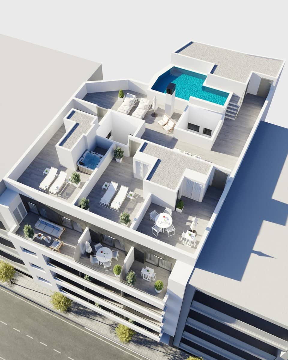 3 soverom Penthouse til salgs i Torrevieja med svømmebasseng garasje - € 469 000 (Ref: 10057608)