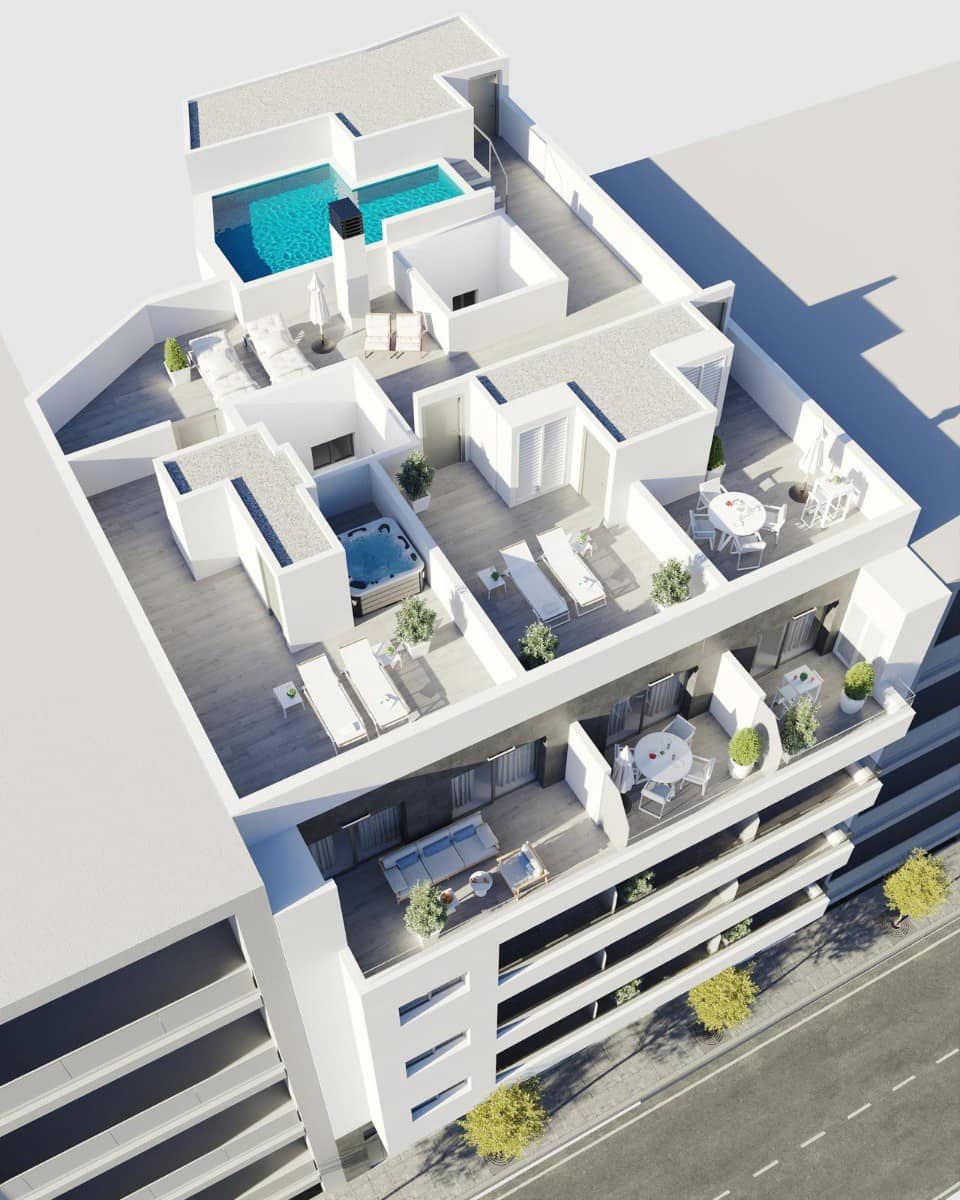 3 soverom Penthouse til salgs i Torrevieja med svømmebasseng garasje - € 469 000 (Ref: 10057608)