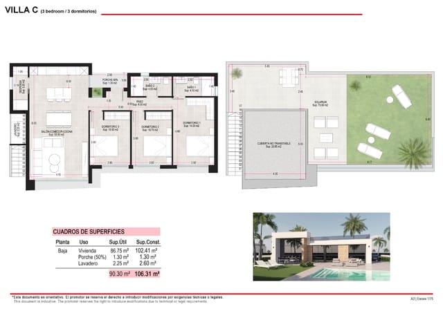 3 soveværelse Villa til salg i Condado de Alhama, Alhama de Murcia med swimmingpool - € 329.000 (Ref: 7504281)