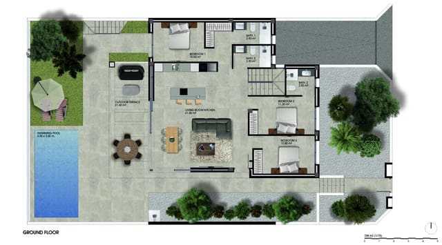 3 chambre Villa/Maison à vendre à Las Lomas de Rame - Bahía Bella, Los Alcázares avec piscine garage - 685 000 € (Ref: 8393181)