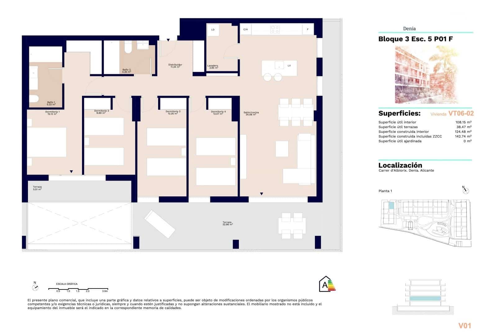 3 Zimmer Apartment zu verkaufen in Denia mit Pool Garage - 490.000 € (Ref: 9115205)