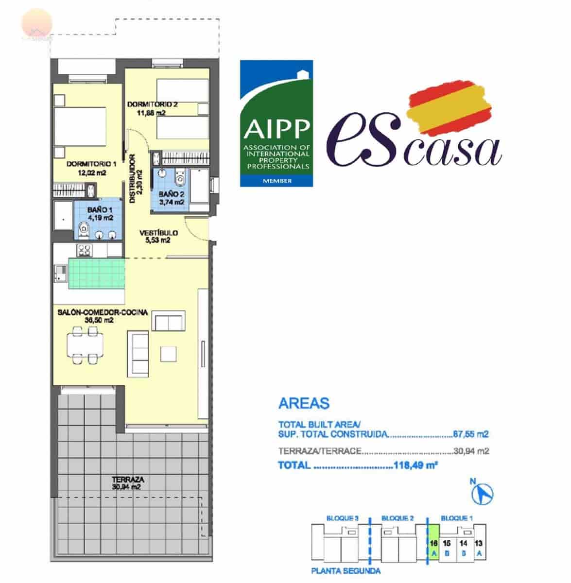 2 bedroom Apartment for sale in Villamartin with pool - € 193,000 (Ref: 5559948)