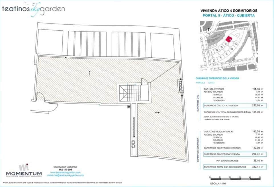 4 slaapkamer Penthouse te koop in Malaga stad met zwembad garage - € 990.000 (Ref: 8729856)